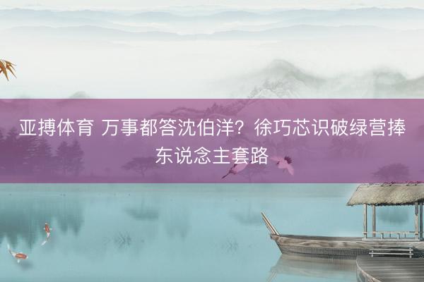 亚搏体育 万事都答沈伯洋？徐巧芯识破绿营捧东说念主套路