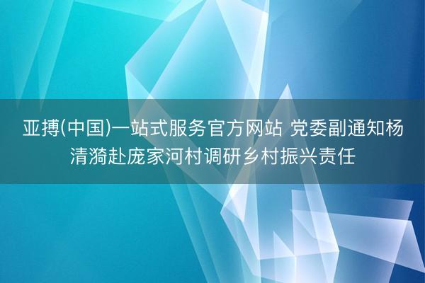 亚搏(中国)一站式服务官方网站 党委副通知杨清漪赴庞家河村调研乡村振兴责任