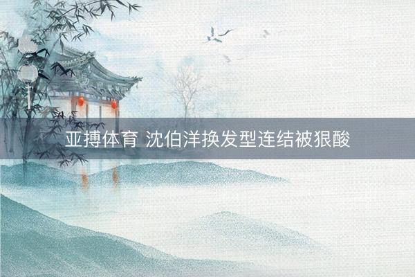 亚搏体育 沈伯洋换发型连结被狠酸