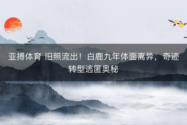 亚搏体育 旧照流出！白鹿九年体面离异，奇迹转型逃匿奥秘