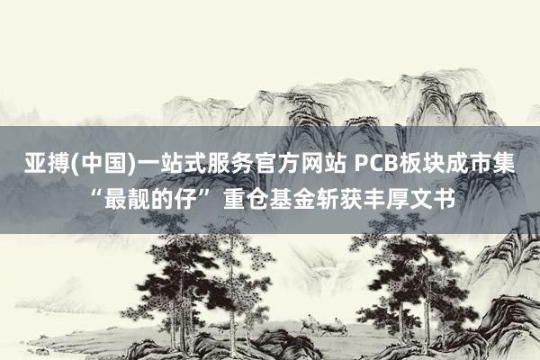 亚搏(中国)一站式服务官方网站 PCB板块成市集“最靓的仔” 重仓基金斩获丰厚文书